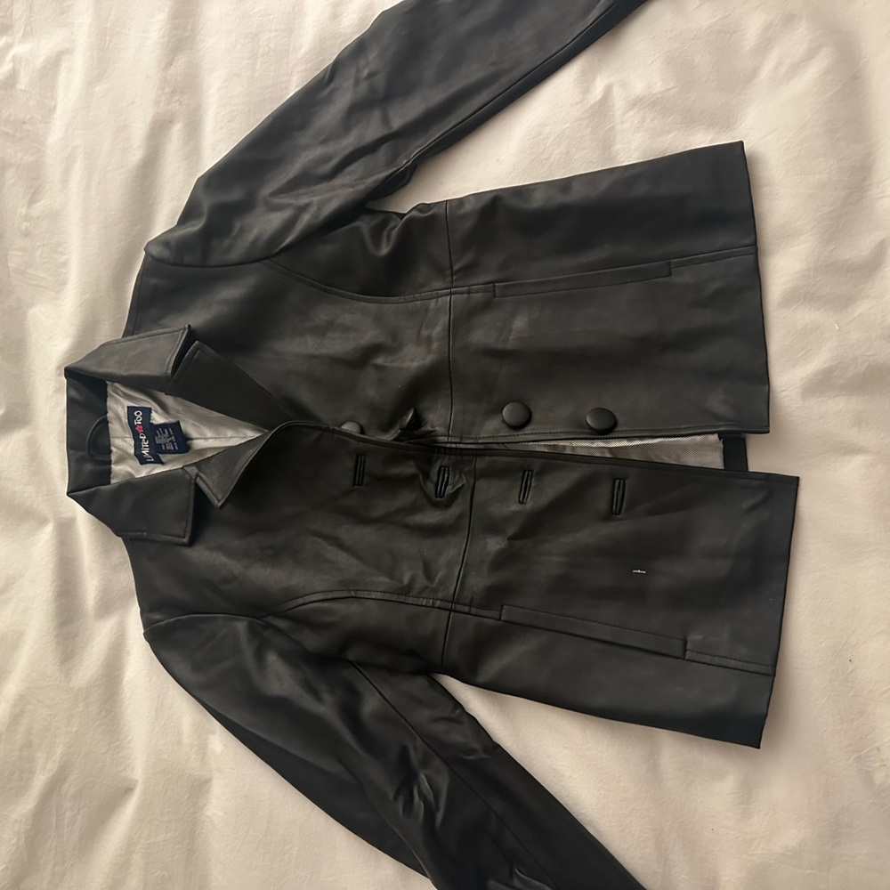 sleek black leather blazer